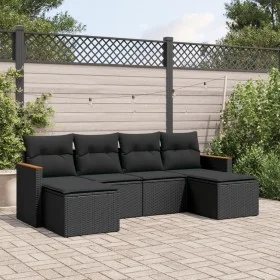 Set de sofás de jardín 6 piezas y cojines ratán sintético negro de , Conjuntos de jardín - Ref: Foro24-3226216, Precio: 342,2...