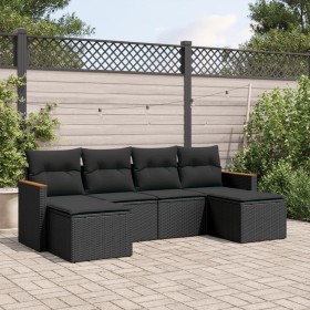 Set de sofás de jardín 6 piezas y cojines ratán sintético negro de , Conjuntos de jardín - Ref: Foro24-3226216, Precio: 336,7...