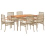Set comedor de jardín 7 pzas con cojines ratán sintético beige en Conjuntos de jardín | Comprar online en Foru.es