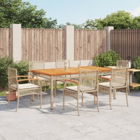 Set comedor de jardín 7 pzas con cojines ratán sintético beige en Conjuntos de jardín | Comprar online en Foru.es
