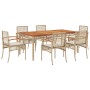 Set comedor de jardín 7 pzas con cojines ratán sintético beige en Conjuntos de jardín | Comprar online en Foru.es