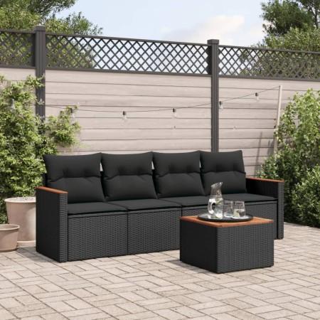 Set de muebles de jardín 5 pzas y cojines ratán sintético negro de , Conjuntos de jardín - Ref: Foro24-3225775, Precio: 295,1...