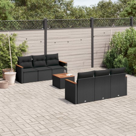 Set de comedor de jardín 7 pzas y cojines ratán sintético negro de , Conjuntos de jardín - Ref: Foro24-3225789, Precio: 438,4...
