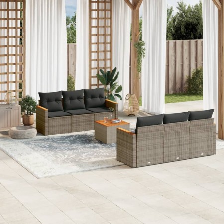 Set de sofás de jardín 7 piezas con cojines ratán PE gris de , Conjuntos de jardín - Ref: Foro24-3225794, Precio: 391,89 €, D...
