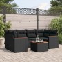 Set de comedor de jardín 7 pzas y cojines ratán sintético negro de , Conjuntos de jardín - Ref: Foro24-3225796, Precio: 438,6...
