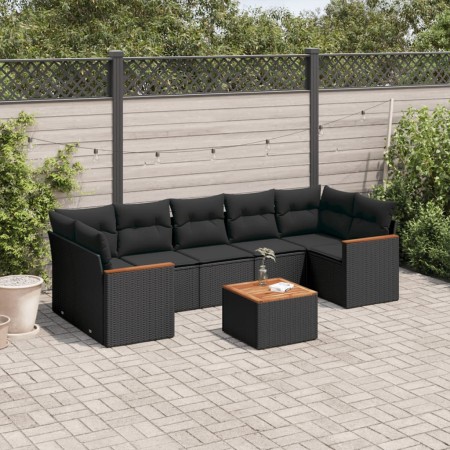 Set de sofás de jardín 8 piezas y cojines ratán sintético negro de , Conjuntos de jardín - Ref: Foro24-3225810, Precio: 512,1...