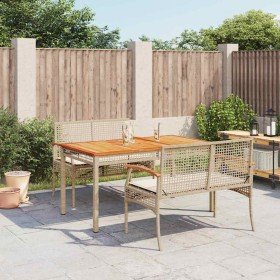 Set comedor de jardín 3 pzas con cojines ratán sintético beige en Conjuntos de jardín | Comprar online en Foru.es
