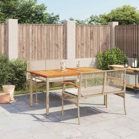 Set comedor de jardín 3 pzas con cojines ratán sintético beige en Conjuntos de jardín | Comprar online en Foru.es