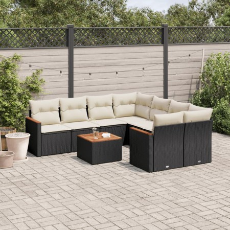 Set de sofás de jardín 8 piezas y cojines ratán sintético negro de , Conjuntos de jardín - Ref: Foro24-3225825, Precio: 484,4...