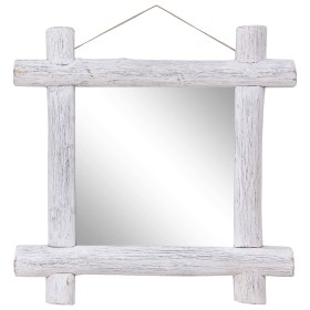 Espejo de troncos de madera maciza reciclada blanca 70x70 cm de vidaXL, Espejos - Ref: Foro24-283932, Precio: 78,70 €, Descue...
