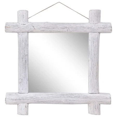 Espejo de troncos de madera maciza reciclada blanca 70x70 cm de vidaXL, Espejos - Ref: Foro24-283932, Precio: 78,23 €, Descue...