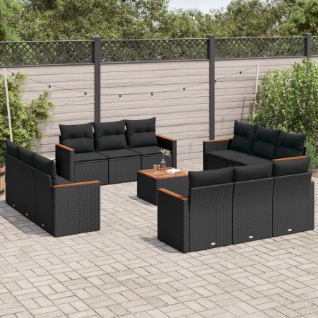 Set de sofás de jardín y cojines 13 pzas ratán sintético negro de , Conjuntos de jardín - Ref: Foro24-3225838, Precio: 898,39...