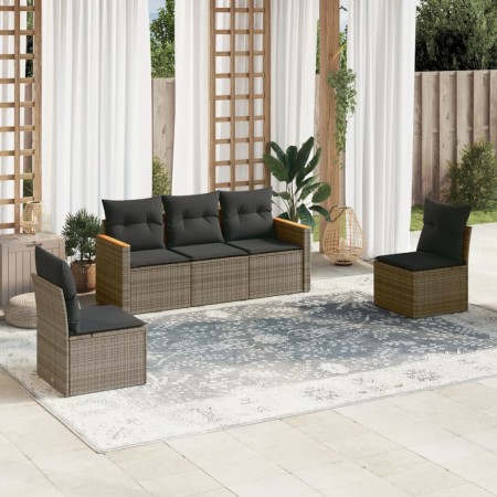 Juego de sofás jardín con cojines 5 pzas ratán sintético gris de , Conjuntos de jardín - Ref: Foro24-3225850, Precio: 274,75 ...