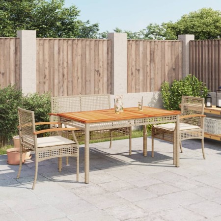 Set de comedor jardín con cojines 4 pzas ratán sintético beige en Conjuntos de jardín | Comprar online en Foru.es