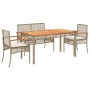 Set de comedor jardín con cojines 4 pzas ratán sintético beige en Conjuntos de jardín | Comprar online en Foru.es