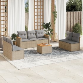 Juego de sofás jardín con cojines beige mezcla 8 pzas ratán PE de , Conjuntos de jardín - Ref: Foro24-3225884, Precio: 438,10...