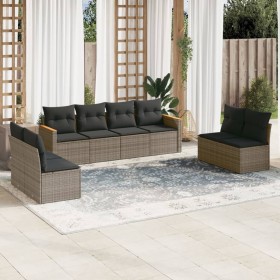 Set de sofás de jardín 8 pzas y cojines ratán sintético gris de , Conjuntos de jardín - Ref: Foro24-3225892, Precio: 433,94 €...