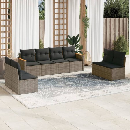 Set de sofás de jardín 8 pzas y cojines ratán sintético gris de , Conjuntos de jardín - Ref: Foro24-3225892, Precio: 433,94 €...