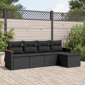 Set de muebles de jardín 5 pzas y cojines ratán sintético negro by , Garden sets - Ref: Foro24-3225915, Price: 300,09 €, Disc...
