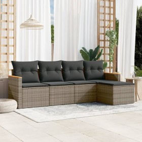 Juego de sofás jardín con cojines 5 pzas ratán sintético gris de , Conjuntos de jardín - Ref: Foro24-3225920, Precio: 268,84 ...