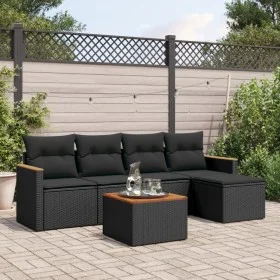 Set de sofás de jardín 6 piezas y cojines ratán sintético negro de , Conjuntos de jardín - Ref: Foro24-3225922, Precio: 335,9...