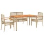 Set comedor de jardín 5 pzas con cojines ratán sintético beige en Conjuntos de jardín | Comprar online en Foru.es