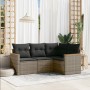 Set de sofás de jardín 4 pzas y cojines ratán sintético gris de , Conjuntos de jardín - Ref: Foro24-3225934, Precio: 249,26 €...