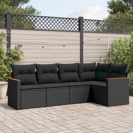 Set de muebles de jardín 5 pzas y cojines ratán sintético negro de , Conjuntos de jardín - Ref: Foro24-3225943, Precio: 334,2...