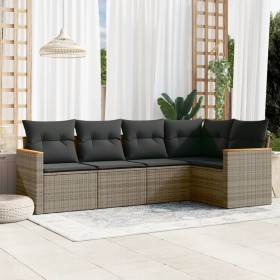 Juego de sofás jardín con cojines 5 pzas ratán sintético gris de , Conjuntos de jardín - Ref: Foro24-3225948, Precio: 297,99 ...