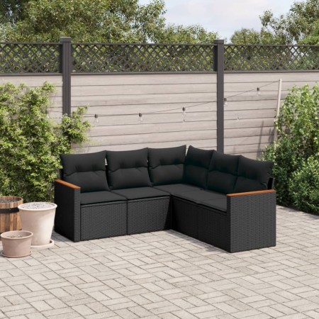 Set de muebles de jardín 5 pzas y cojines ratán sintético negro de , Conjuntos de jardín - Ref: Foro24-3225957, Precio: 334,2...