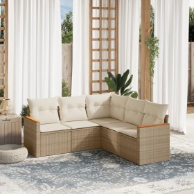 Juego de sofás jardín con cojines 5 pzas ratán sintético beige de , Conjuntos de jardín - Ref: Foro24-3225960, Precio: 332,24...