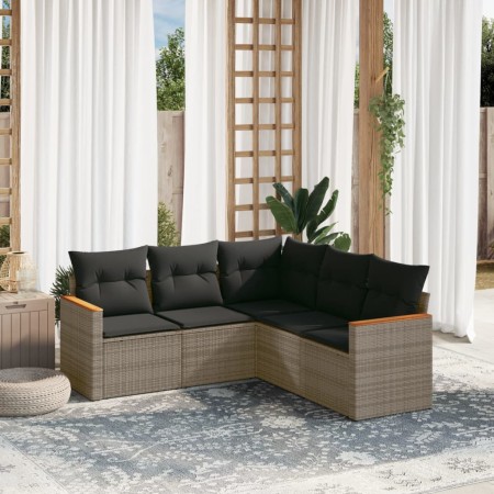 Juego de sofás jardín con cojines 5 pzas ratán sintético gris de , Conjuntos de jardín - Ref: Foro24-3225962, Precio: 297,99 ...