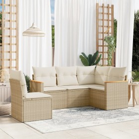 Juego de sofás jardín con cojines 5 pzas ratán sintético beige de , Conjuntos de jardín - Ref: Foro24-3225974, Precio: 332,24...