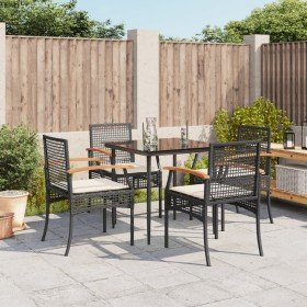 Set de muebles jardín 5 pzas con cojines ratán sintético negro en Conjuntos de jardín | Comprar online en Foru.es
