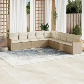 Set de sofás de jardín 9 pzas con cojines ratán sintético beige de , Conjuntos de jardín - Ref: Foro24-3226058, Precio: 598,8...