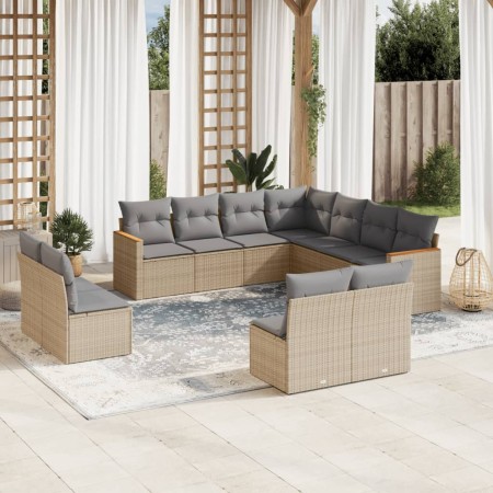 Juego de sofás jardín con cojines beige mezcla 11 pzas ratán PE de , Conjuntos de jardín - Ref: Foro24-3226087, Precio: 619,5...