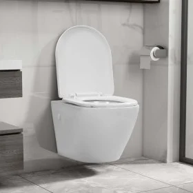 Spülrandloses Wand-WC aus weißer Keramik von vidaXL, Badezimmer - Ref: Foro24-145237, Preis: 177,92 €, Rabatt: %