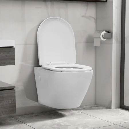 Inodoro de pared sin bordes de cerámica blanco de vidaXL, Baños - Ref: Foro24-145237, Precio: 177,92 €, Descuento: %