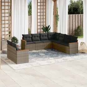 Set de muebles de jardín 9 pzas y cojines ratán sintético gris de , Conjuntos de jardín - Ref: Foro24-3226102, Precio: 537,63...