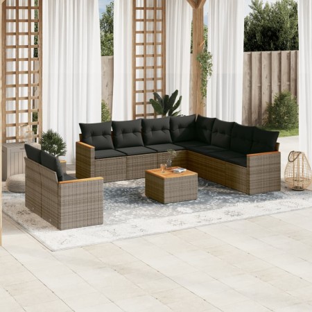 Set de sofás de jardín 10 pzas con cojines ratán sintético gris de , Conjuntos de jardín - Ref: Foro24-3226109, Precio: 578,4...