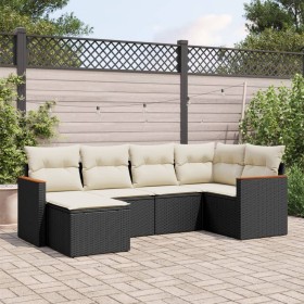 Set de sofás de jardín 6 piezas y cojines ratán sintético negro de , Conjuntos de jardín - Ref: Foro24-3226175, Precio: 337,5...