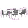 Set de comedor de jardín 7 pzas y cojines ratán sintético negro en Conjuntos de jardín | Comprar online en Foru.es