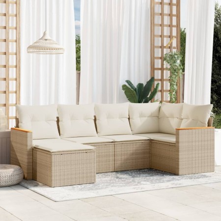 Juego de sofás jardín con cojines 6 pzas ratán sintético beige de , Conjuntos de jardín - Ref: Foro24-3226177, Precio: 375,31...