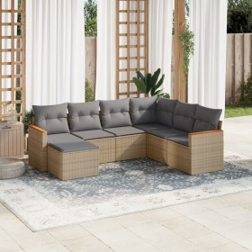 Juego de sofás jardín con cojines beige mezcla 7 pzas ratán PE de , Conjuntos de jardín - Ref: Foro24-3226206, Precio: 422,14...
