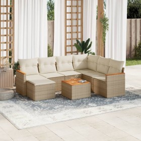 Juego de sofás de jardín con cojines beige 8 pzas ratán PE de , Conjuntos de jardín - Ref: Foro24-3226212, Precio: 465,03 €, ...