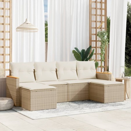 Juego de sofás jardín con cojines 6 pzas ratán sintético beige de , Conjuntos de jardín - Ref: Foro24-3226219, Precio: 334,78...