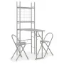 Juego de comedor plegable con estante 3 pzas MDF y acero gris de vidaXL, muebles para cocinas y comedores - Ref: Foro24-28440...