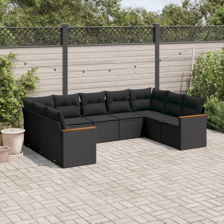 Set de sofás de jardín 8 piezas y cojines ratán sintético negro de , Conjuntos de jardín - Ref: Foro24-3226272, Precio: 565,2...