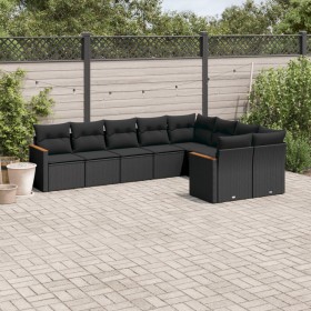 Set de sofás de jardín 8 piezas y cojines ratán sintético negro de , Conjuntos de jardín - Ref: Foro24-3226300, Precio: 565,2...