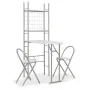 Set de comedor plegable con estante 3 piezas MDF y acero blanco de vidaXL, muebles para cocinas y comedores - Ref: Foro24-284...